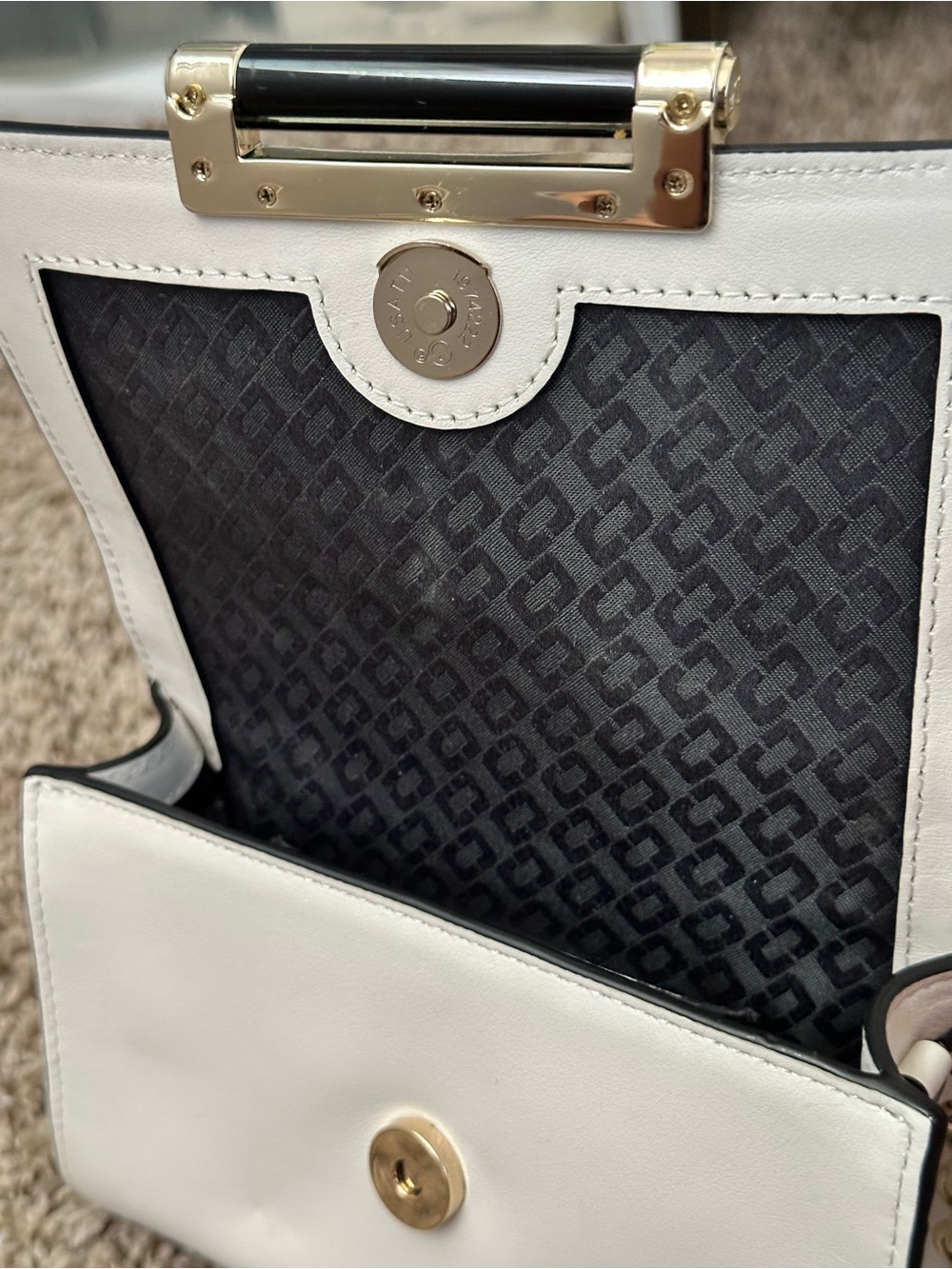 Diane Von Furstenberg White Croc-Embossed Chain Crossbody with Gold Hardware - Picture 6 of 6